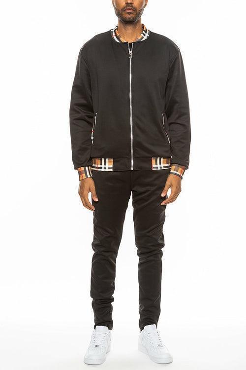 Urban Edge: Checkered Detail Men's Track Jacket Set CHILLSTAR